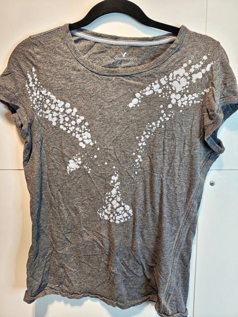 American Eagle Gray Eagle Graphic Tee Distressed 2000s M